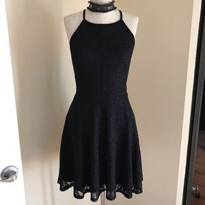 Black fit and flare Massimo lace dress